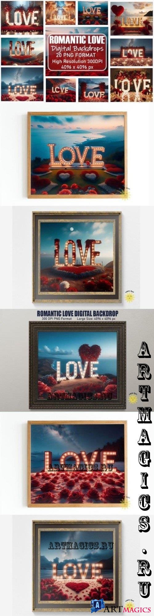 Romantic LOVE Digital Backdrop Bundle