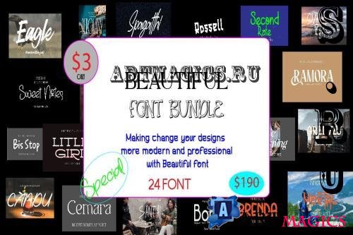 Beautiful Font Bundle - 24 Premium Fonts