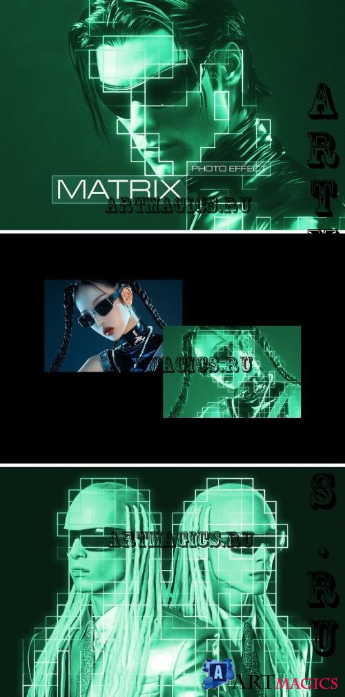 Green Matrix Photo Effect - 283112656