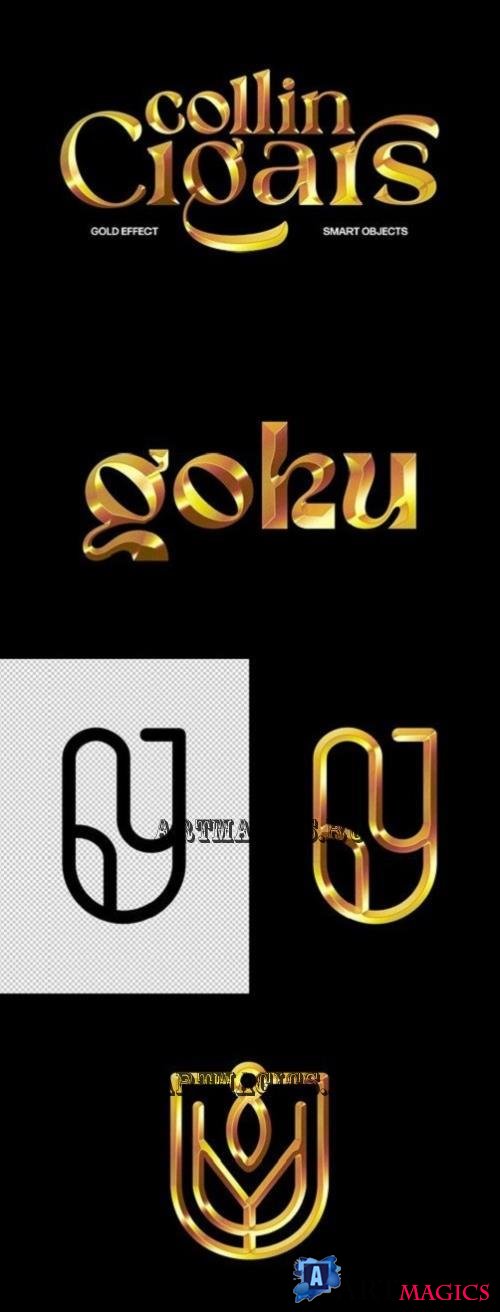 Glossy Gold Text & Logo Effect - 283650429