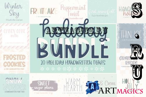 Holiday Font Bundle - 20 Premium Fonts