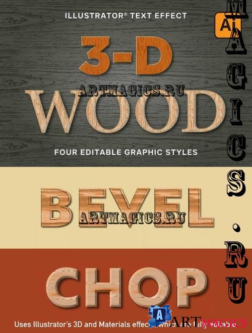 3D Wood Text Styles for Illustrator - WCAAYR5