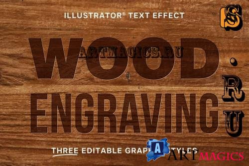 Engraved Wood Text Styles for Illustrator - DDKVLFE