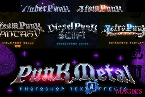 3D Reflective Chrome Punk Photoshop Text Effect - 45EZZ38