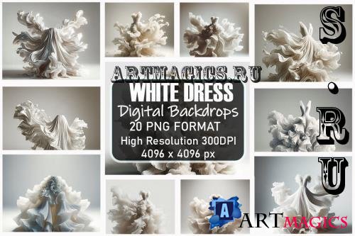 Flowing White Dress Digital Backdrops Bundle