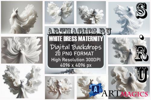 White Dress Maternity Digital Backdrops Bundle