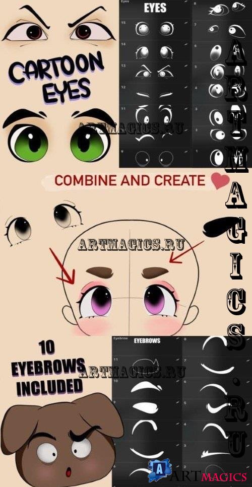 Procreate Cartoon Eyes Stamp and Eyebrow