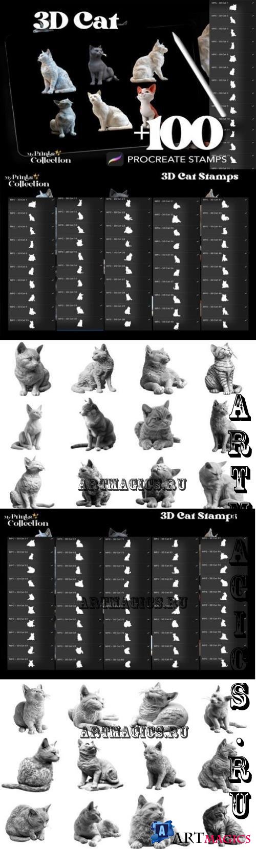 100+ Procreate 3D Cat Stamps