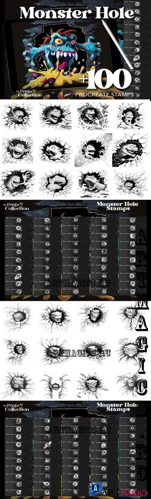 100+ Procreate Monster Hole Stamps