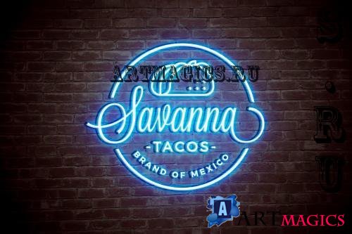 Neon Sign Light Logo Mockup - 2VURQYY