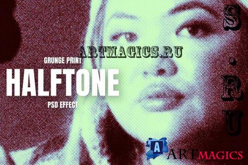 Grunge Printed Halftone PSD Photo Effect - WJFCZCU