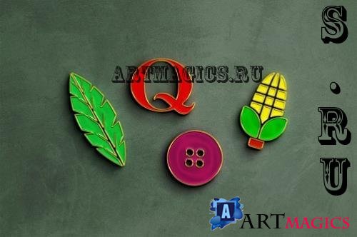 Enamel Gold Pin Generator Mockup - PDHRHPV