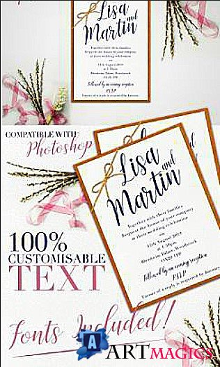 Wedding Invitation PSD Mockup Template