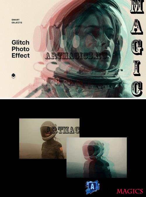 Anaglyph Glitch Photo Effect - 286133104