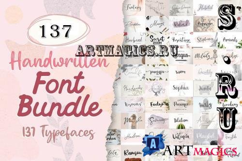 Handwritten Font Bundle - 137 Premium Fonts