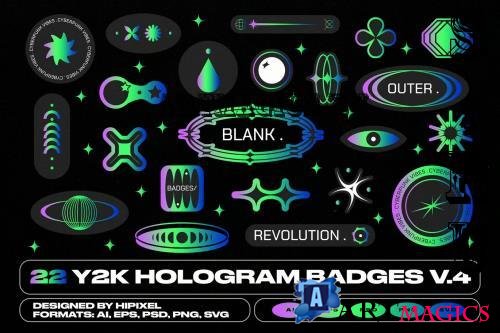 Y2K Hologram Badge Stickers V.4 - GDA2FJN