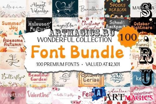 Wonderful Collection Font Bundle - 100 Premium Fonts