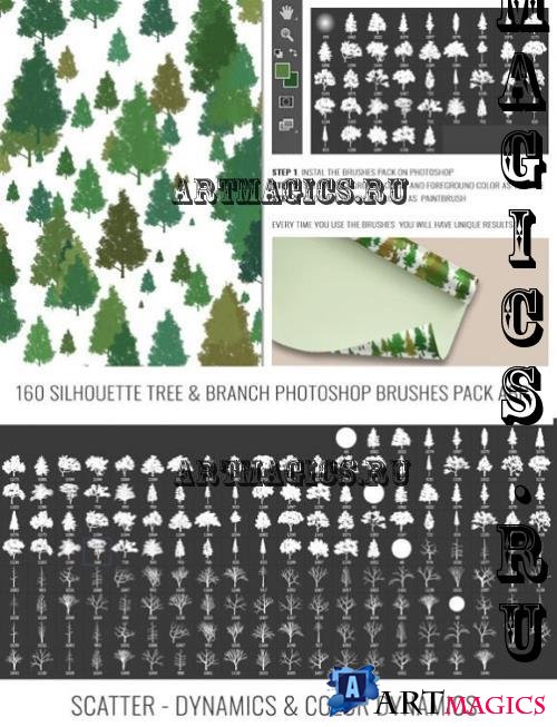 160 Silhouette Tree PS Brushes Bundle