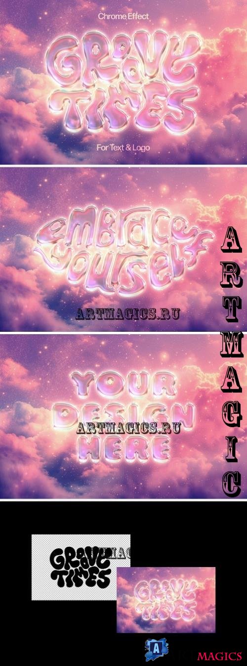 Dreamy Chrome Text & Logo Effect - 129915851