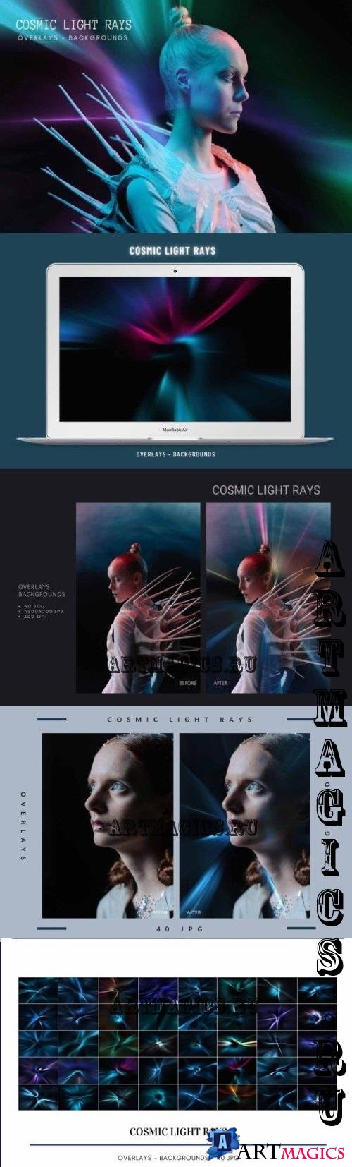 40 Cosmic Light Rays Overlays