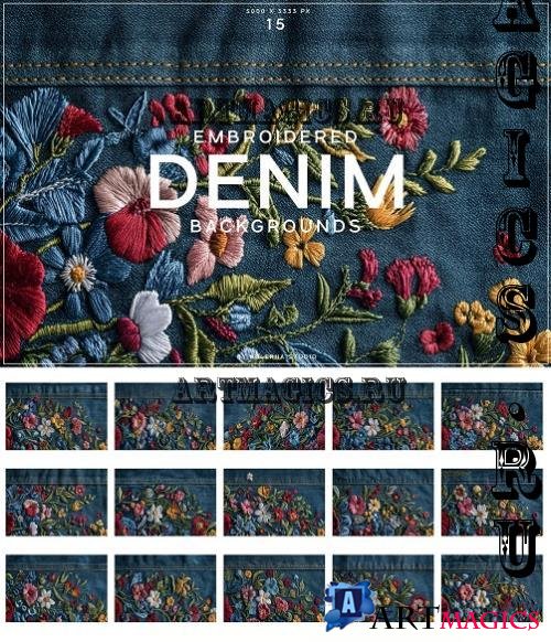 Embroidered Denim Backgrounds - J7R75PS