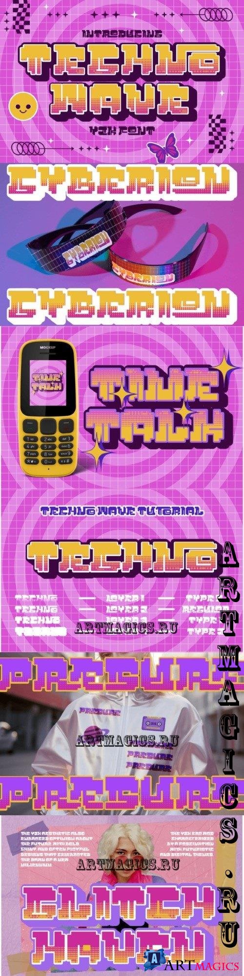 Techno Wave - Y2k Style Font - 288311166