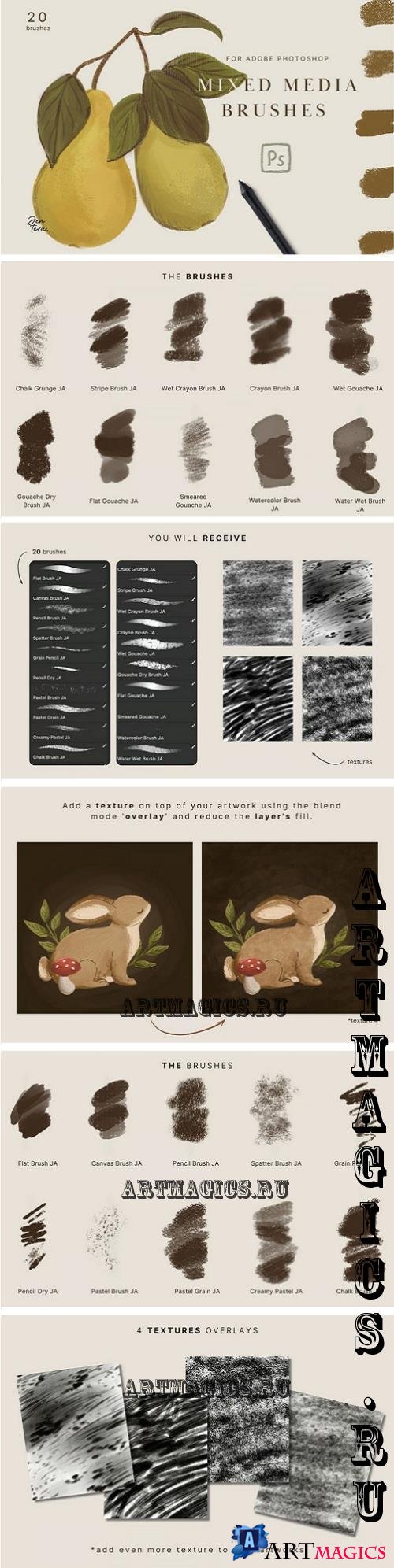 20 Photoshop Mix Media Brushes - 91962041