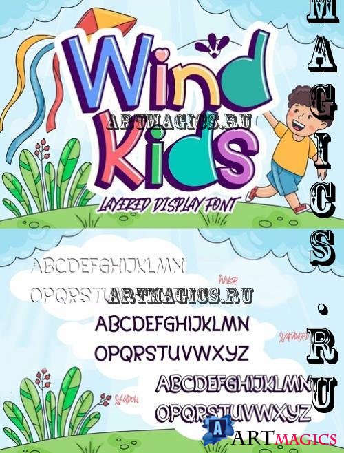 Wind Kids  Layered Display Font - 4224190 - 982F8M8