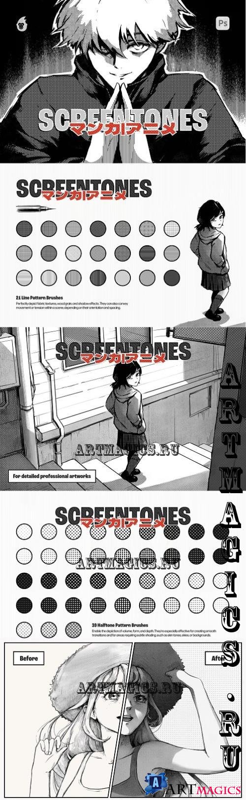 Manga Screentone Photoshop Brushes - 92112349