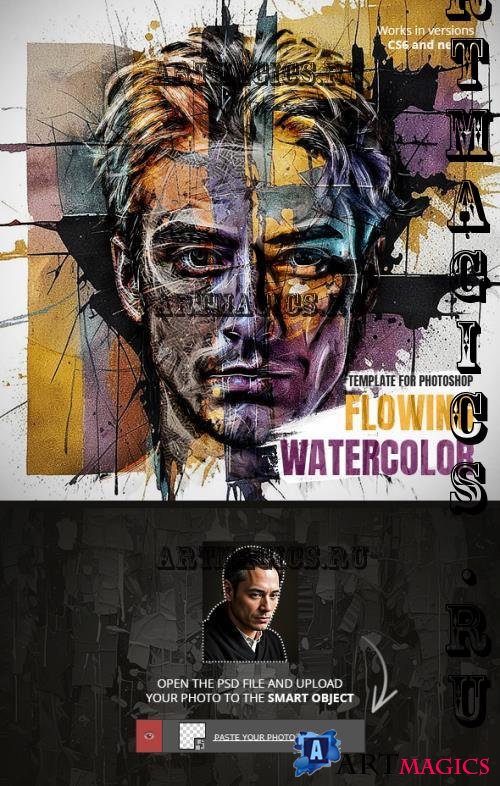 Flowing Watercolor Template for Photoshop - 54919878
