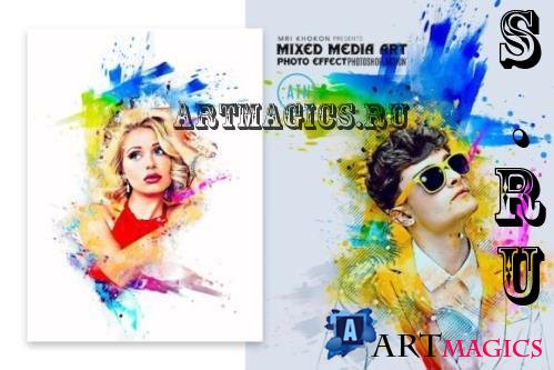 Mixed Media Art Photoshop Action - 283650476