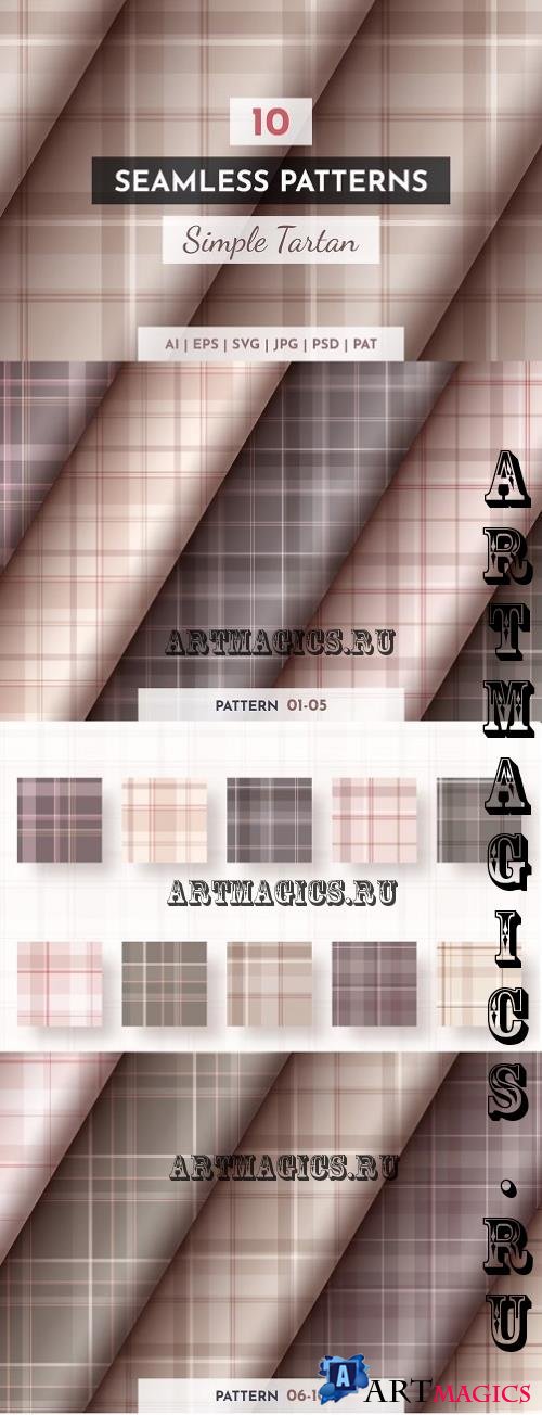 10 Seamless Simple Tartan Patterns - 281831133