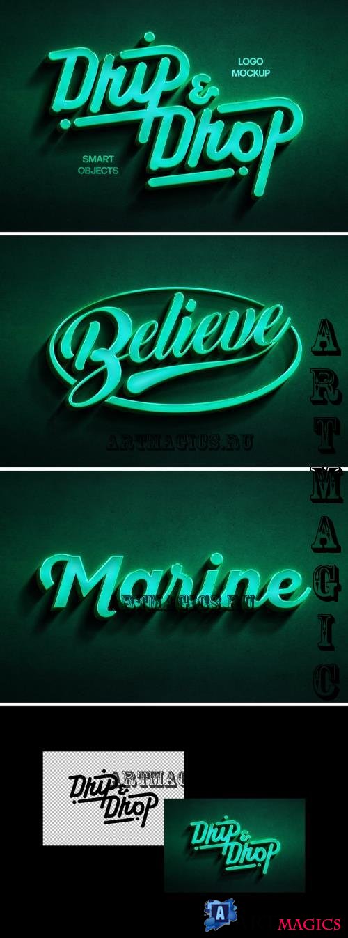 Marine 3D Neon Logo Mockup - 287792130 - APTKJQF