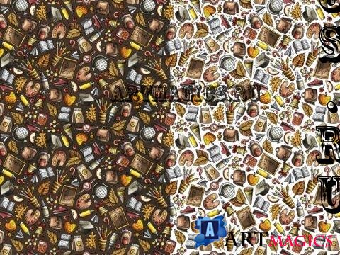 Back to School Cartoon Seamless Pattern - ARSB85K