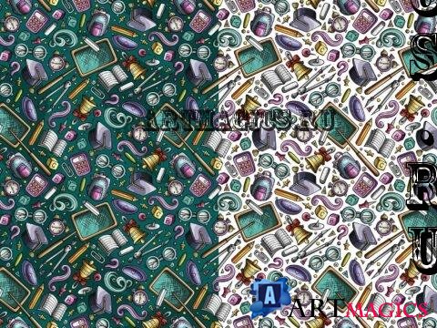 Back to School Cartoon Seamless Pattern - SMHUVNZ