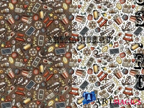 Cinema Cartoon Seamless Pattern - Z649PXQ