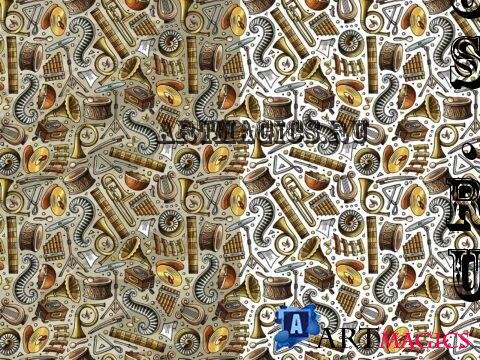 Classic Music Cartoon Seamless Pattern L4PJ3FN