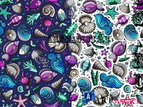 Underwater Cartoon Seamless Pattern - 6P6H8C9