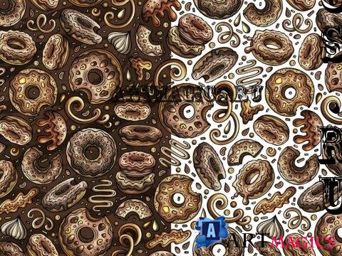 Donuts Cartoon Seamless Pattern - S6NESLP