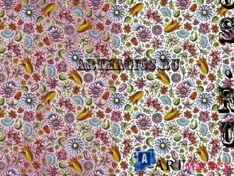 Flowers Cartoon Seamless Pattern - DMVXZ3E