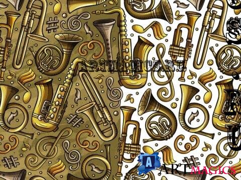 Classic Music Cartoon Seamless Pattern - NFKM7T3