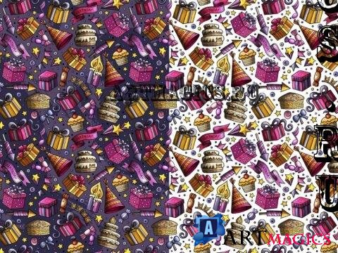 Happy Birthday Cartoon Seamless Pattern - CRNT8NZ