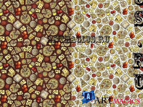 Italian Food Cartoon Seamless Pattern - J4Y8UAP