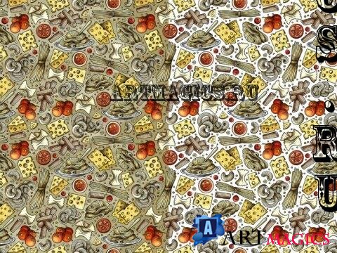 Italian Food Cartoon Seamless Pattern - RLKDUU7