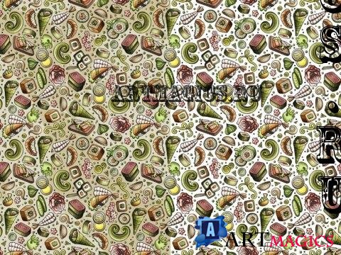 Japan Food Cartoon Seamless Pattern - VZUDXRZ