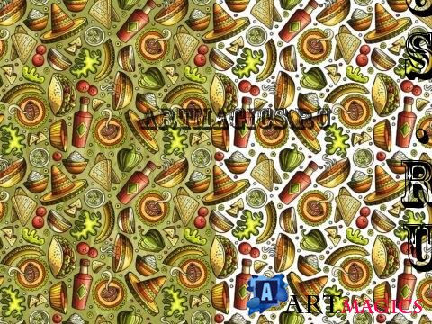 Mexican Food Cartoon Seamless Pattern - 9PG99W6