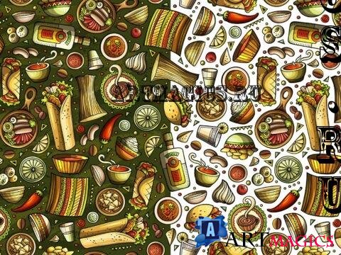 Mexican Food Cartoon Seamless Pattern - YZL4AN6