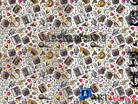 Musical Cartoon Seamless Pattern - 7ZD46DM