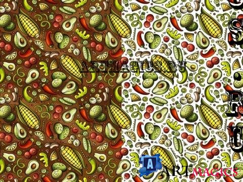 Mexican Food Cartoon Seamless Pattern - N6Q4HD3