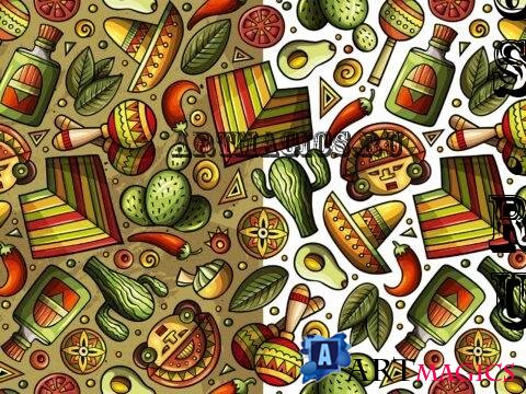 Latin America Cartoon Seamless Pattern - B45NL5C